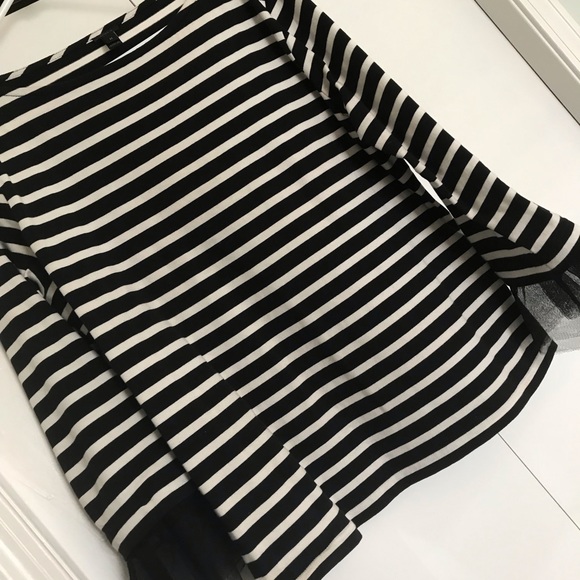 Rare J Crew Striped shirt with tulle sleeves- M - Picture 6 of 9